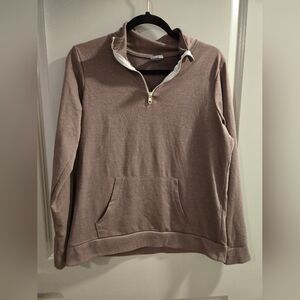 Daisy Fuentes Taupe Zip-Up Sweater